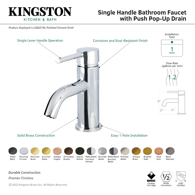 Concord Polished Chrome Single-Handle 6'' Bathroom Faucet