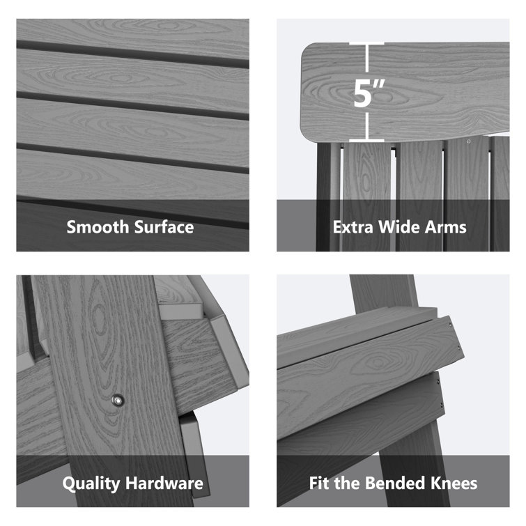 Gray Plastic Outdoor Folding Adirondack Armchair Set