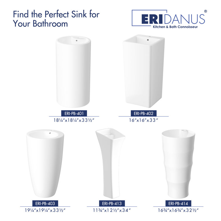 Brooklyn White Ceramic Round Freestanding Pedestal Sink