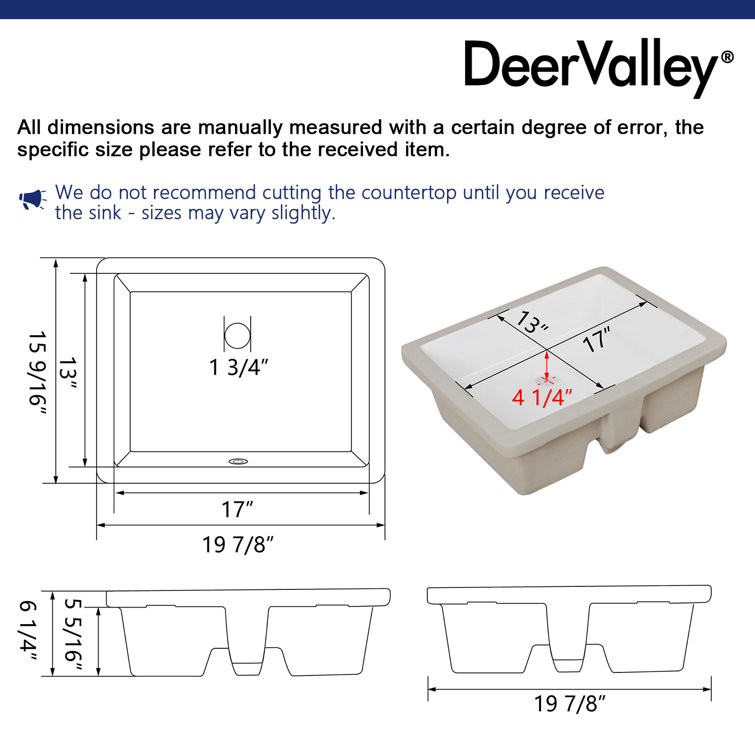 White Ceramic Rectangular Undermount Bathroom Sink with Overflow