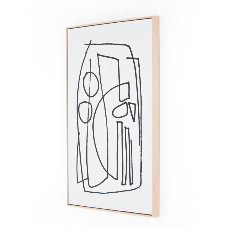 Dan Hobday Abstract Shapes Canvas Drawing Print with Natural Maple Frame