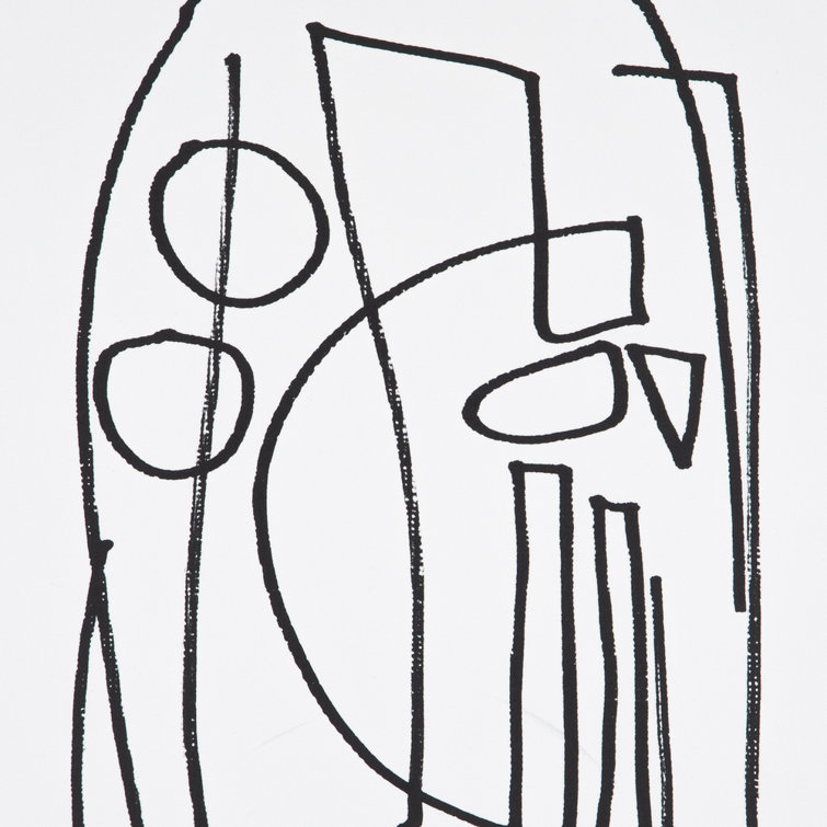 Dan Hobday Abstract Shapes Canvas Drawing Print with Natural Maple Frame
