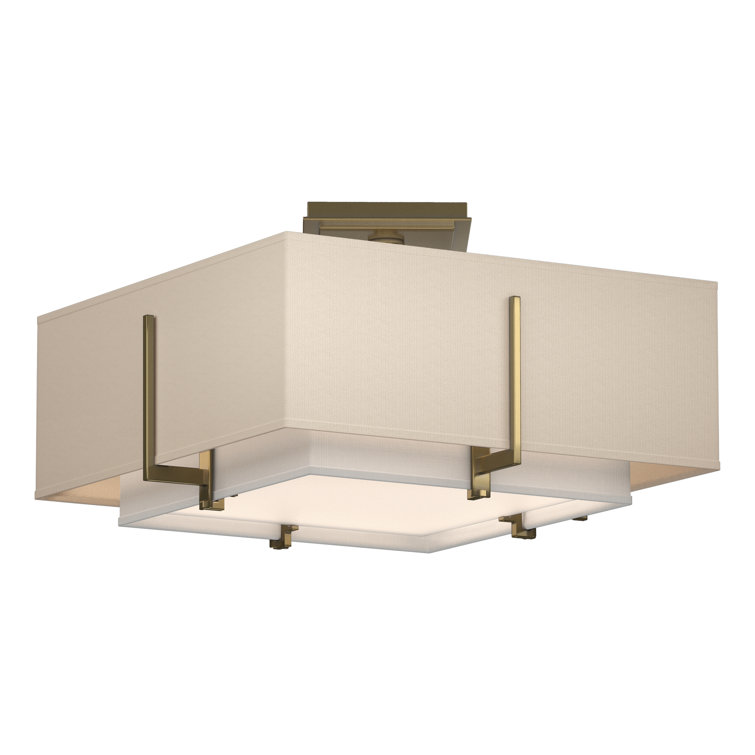 Exos Dual-Shade Semi-Flush Mount in Natural Iron & Flax