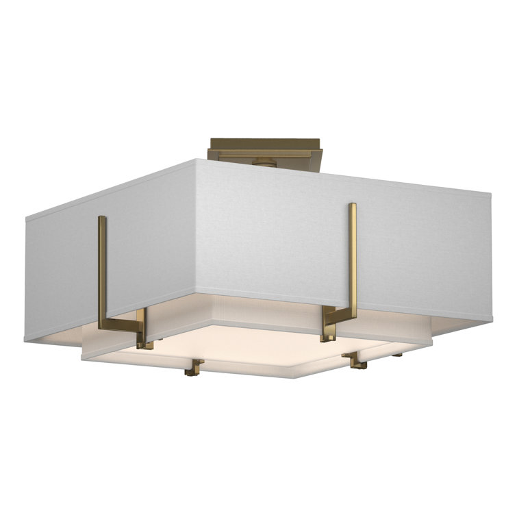 Exos Dual-Shade Semi-Flush Mount in Natural Iron & Flax