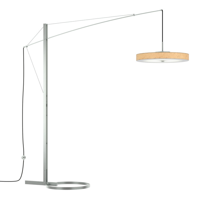 Elegant Arc LED Floor Lamp in Bronze with Cork Shade