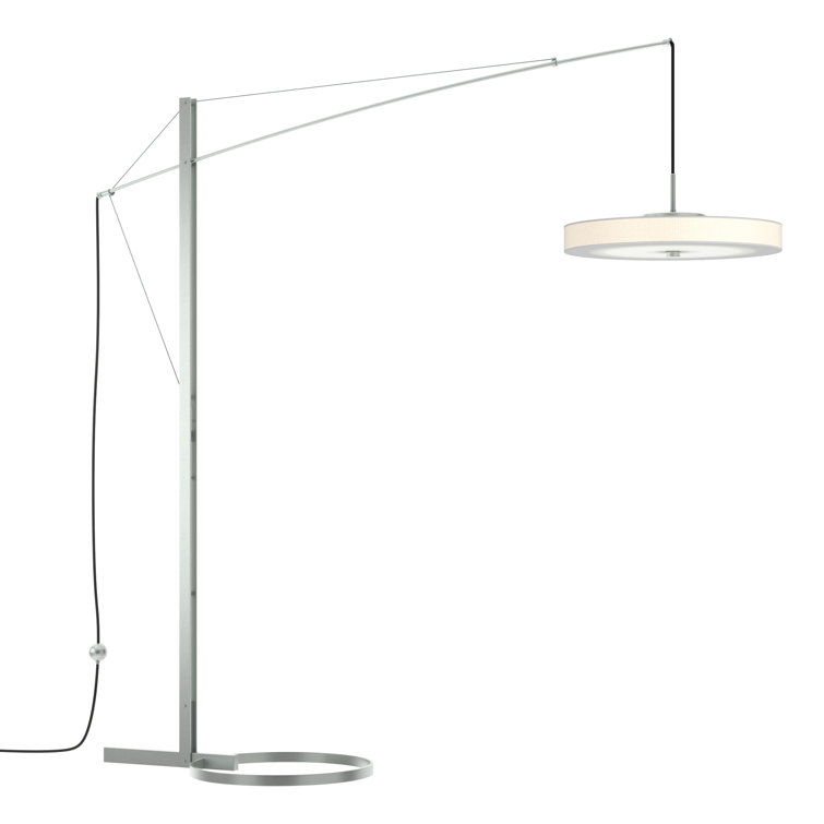 Sleek Arc 84'' Black LED Floor Lamp with Spun Frost Shade
