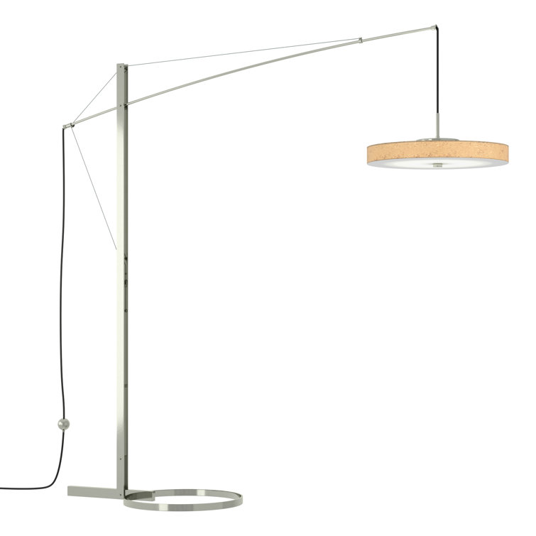 Elegant Arc LED Floor Lamp in Bronze with Cork Shade