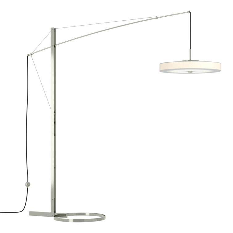 Sleek Arc 84'' Black LED Floor Lamp with Spun Frost Shade