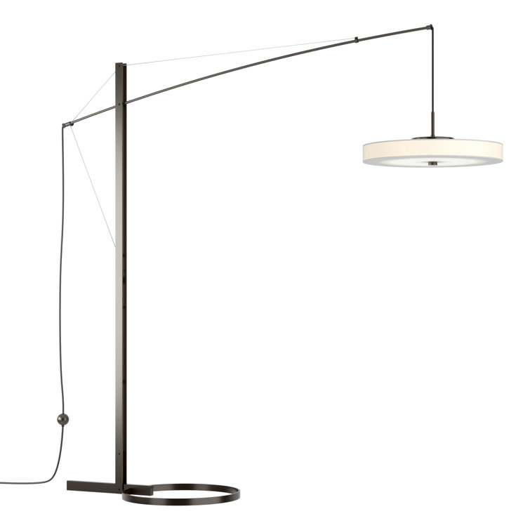 Sleek Arc 84'' Black LED Floor Lamp with Spun Frost Shade