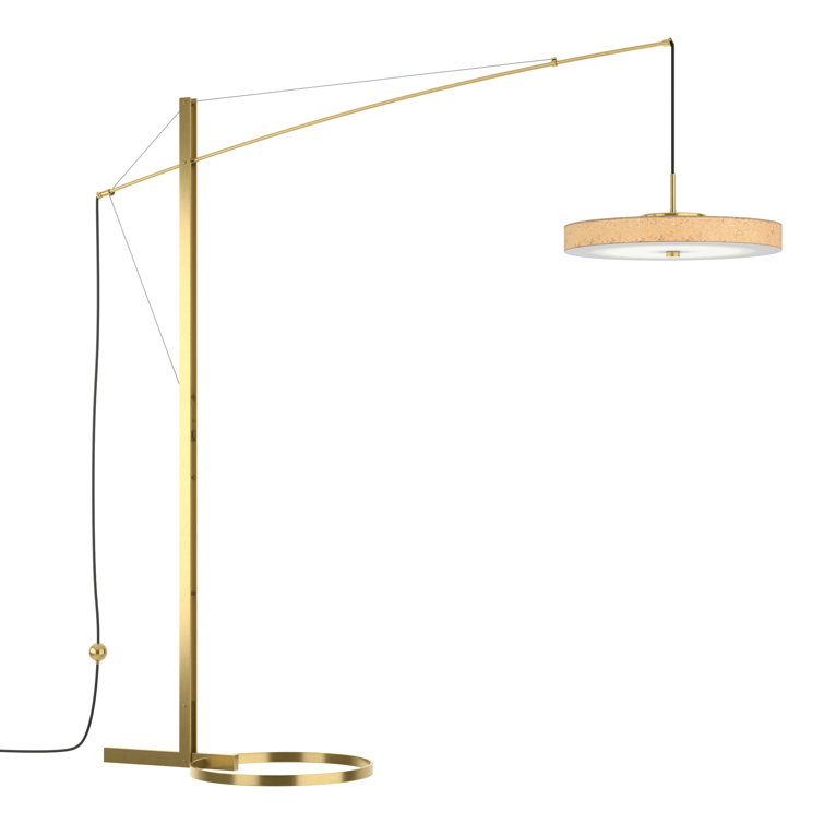 Elegant Arc LED Floor Lamp in Bronze with Cork Shade