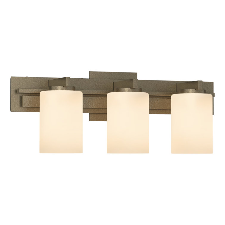 Natural Iron 3-Light Vanity Light with Opal Glass