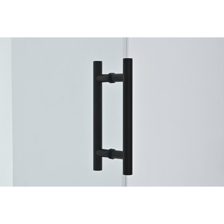 60 in. Matte Black Frameless Soft Close Sliding Shower Door with Clear Glass