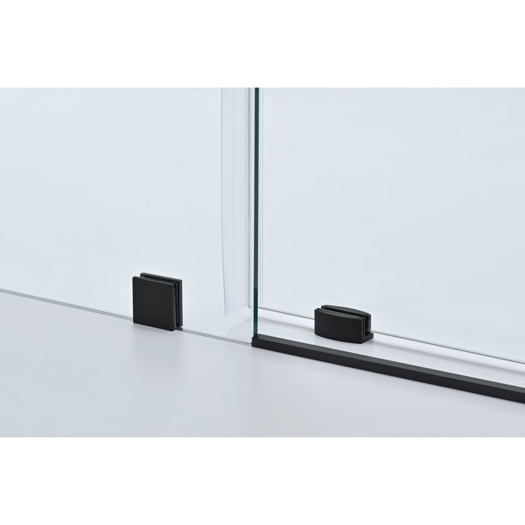 60 in. Matte Black Frameless Soft Close Sliding Shower Door with Clear Glass