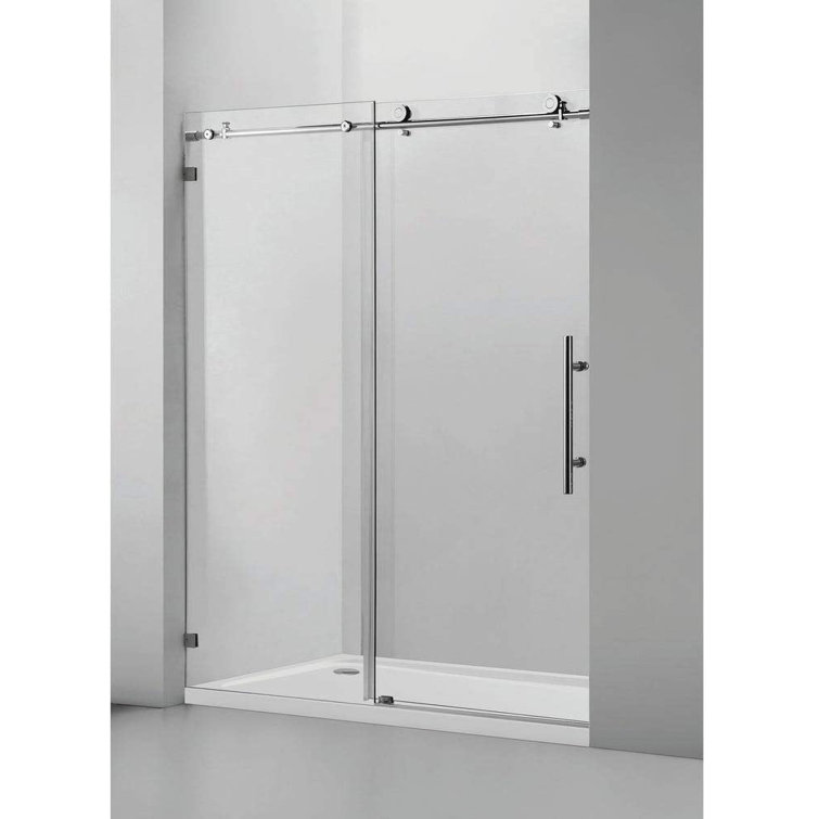 60" x 76" Frameless Clear Glass Sliding Shower Door with Chrome Hardware