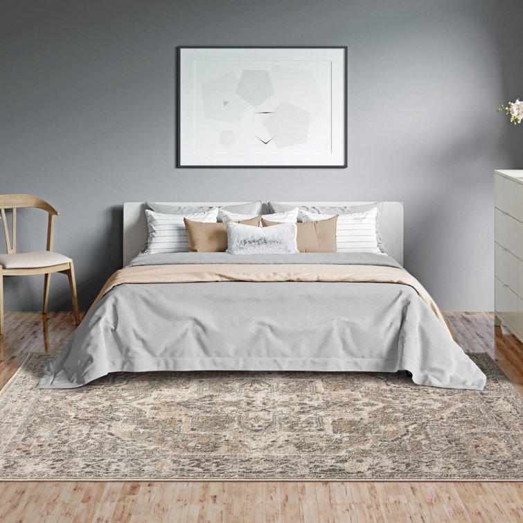 Beige Floral Moroccan Synthetic 3' x 9' Area Rug