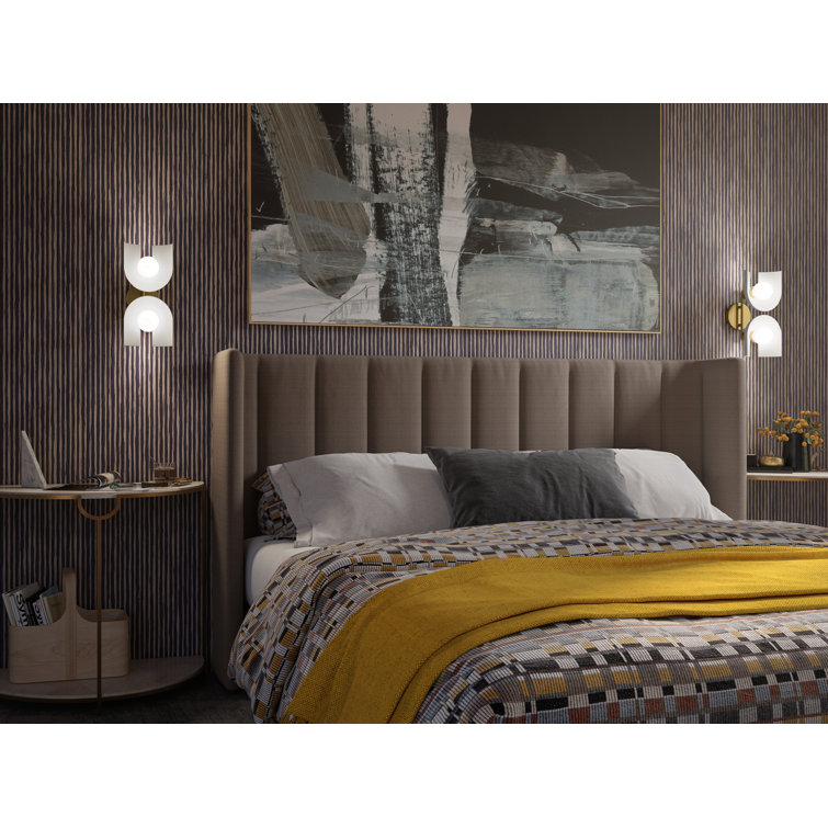 Biscuit Satin and Brass Two-Light Sconce