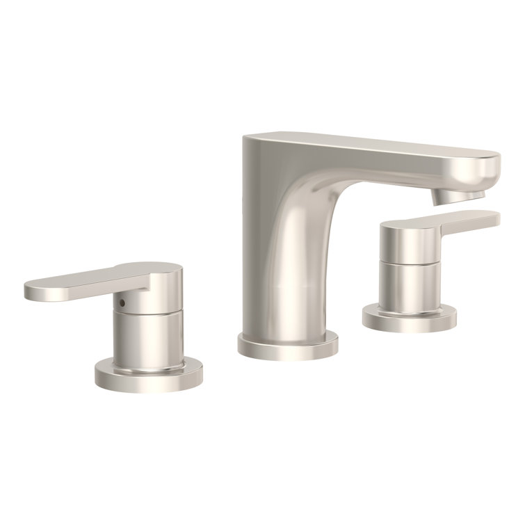Satin Nickel Widespread Two-Handle Bathroom Faucet with Push Pop Drain