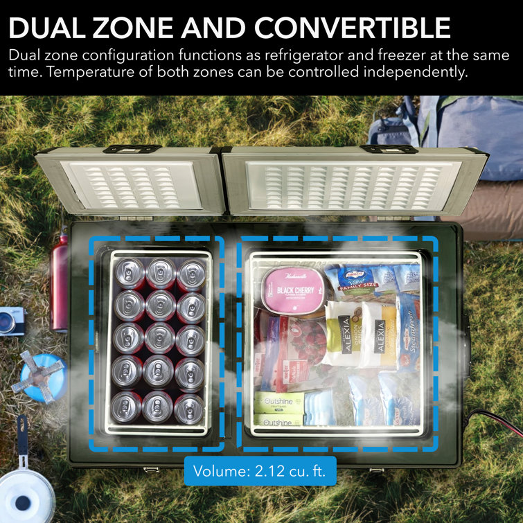 62 Quart Dual Zone Portable Refrigerator and Freezer with Stainless Steel Handles