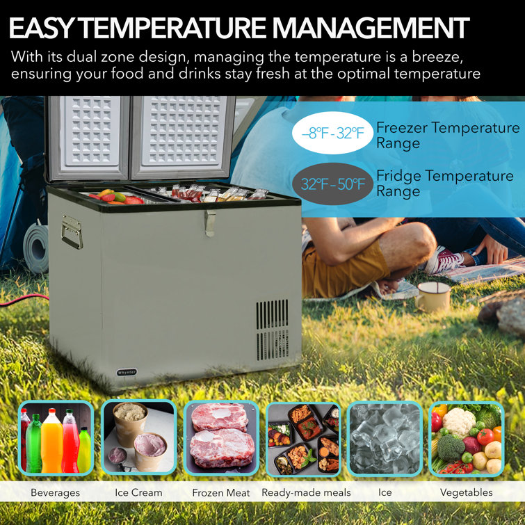 62 Quart Dual Zone Portable Refrigerator and Freezer with Stainless Steel Handles