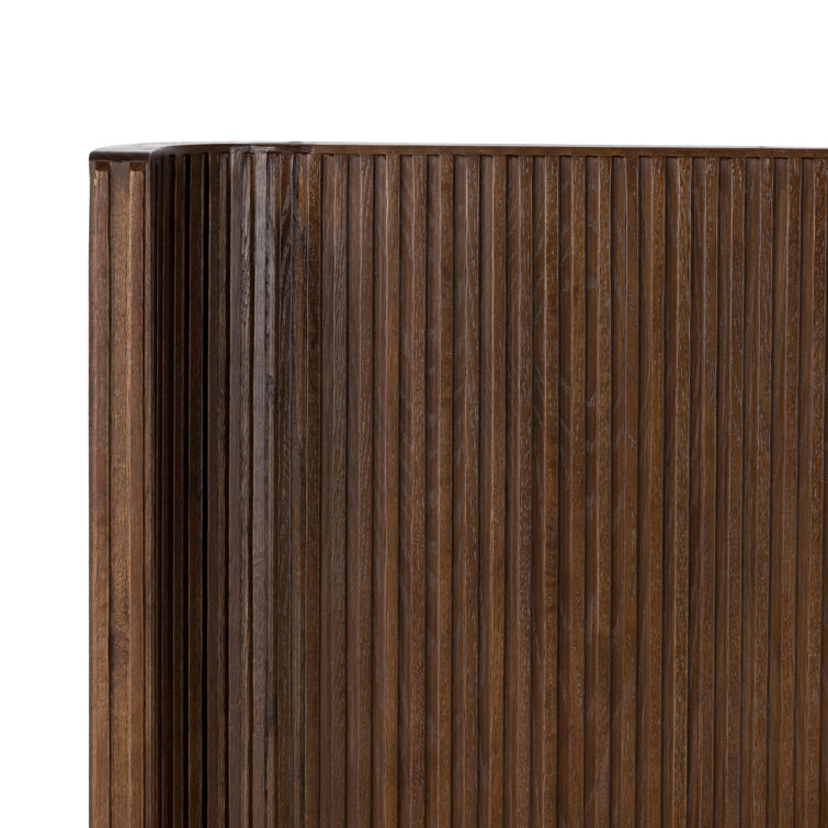 Contemporary Terra Brown Oak Queen Panel Bed with Headboard