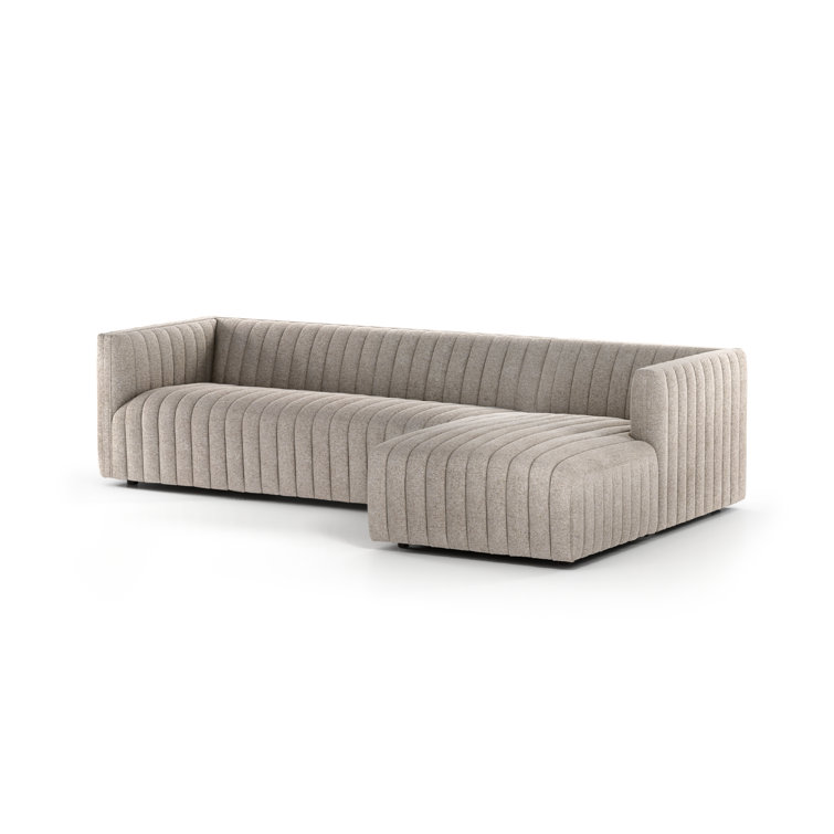 Orly Natural Velvet Tufted L-Shaped Sectional Sofa