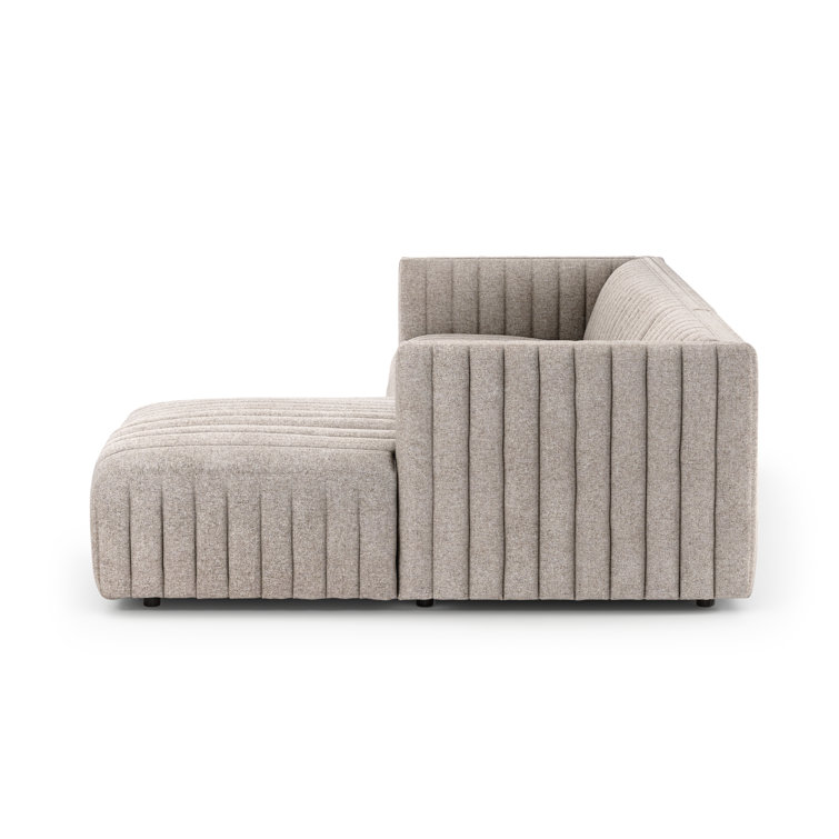 Orly Natural Velvet Tufted L-Shaped Sectional Sofa