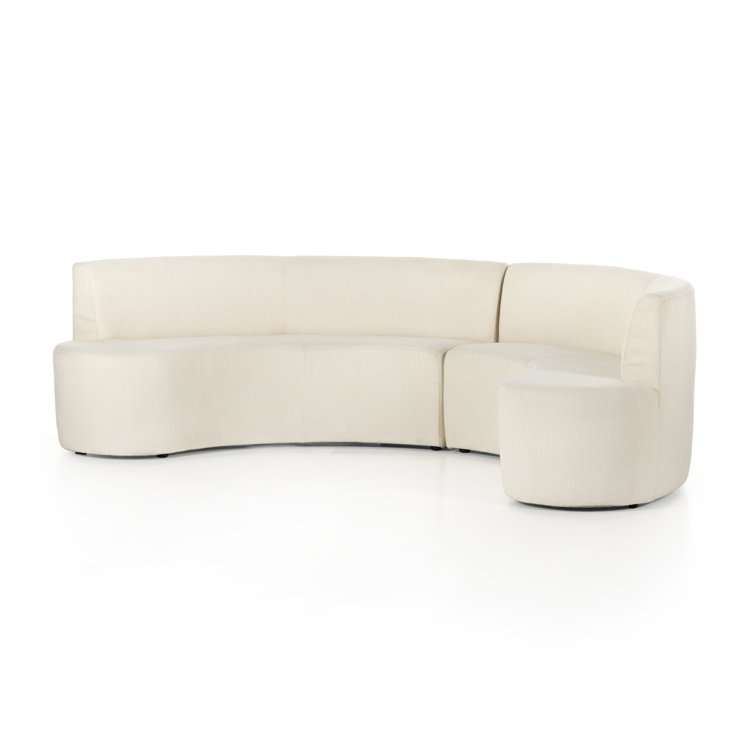 Ivory Performance Fabric Curved Dining Banquette
