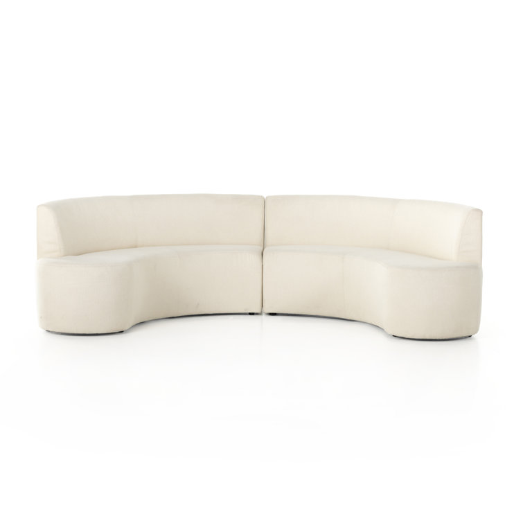 Ivory Performance Fabric Curved Dining Banquette