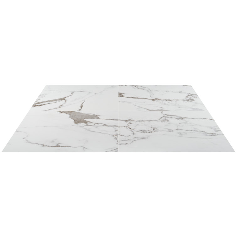 24" x 24" Polished White Porcelain Marble Look Tile