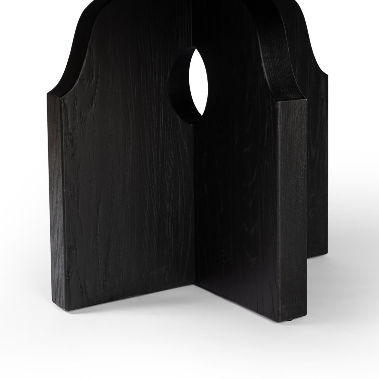 Black Elm Round Solid Wood Pedestal Dining Table for Six