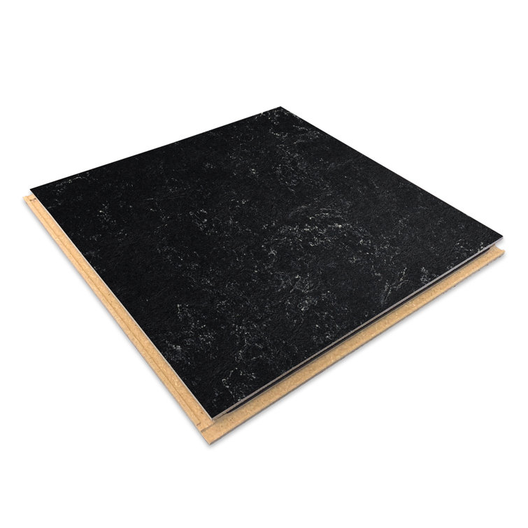 Black 12"x12" Waterproof Cork Backed Laminate Floor Tiles