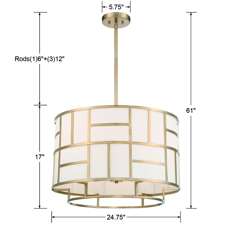 Vibrant Gold 6-Light Chandelier with White Silk Shade
