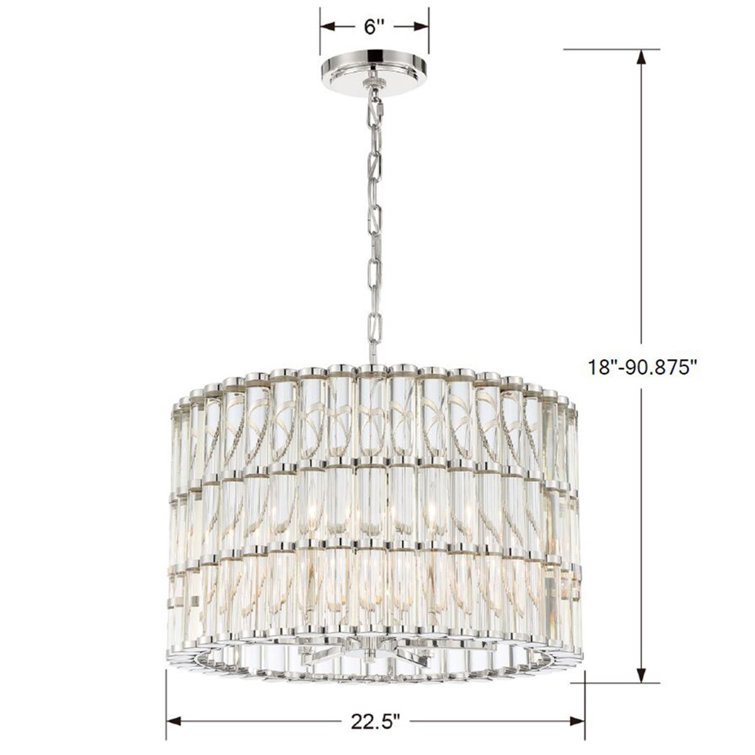 Elliot Polished Nickel 6-Light Chandelier with Clear Glass Beads