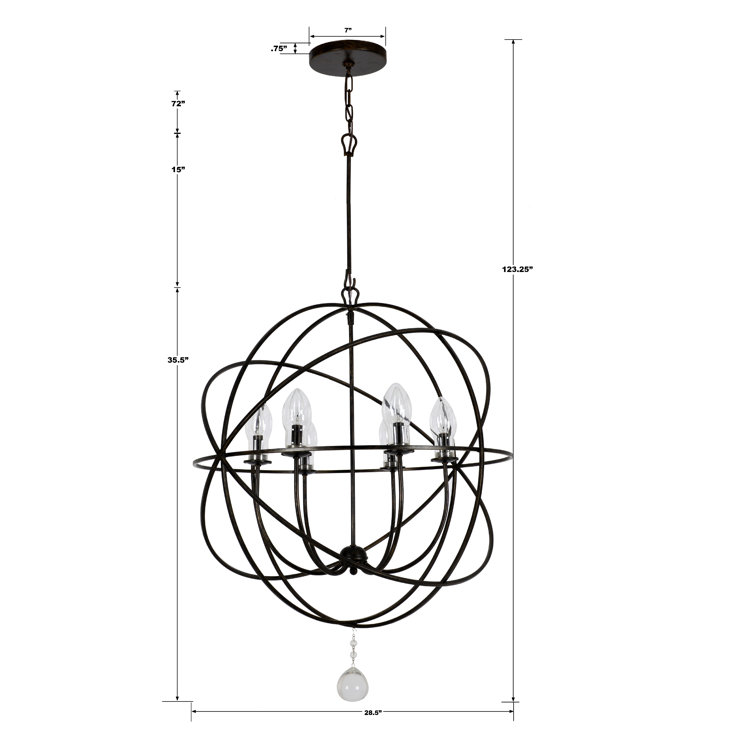 English Bronze Outdoor Sphere Chandelier with Clear Glass Drops