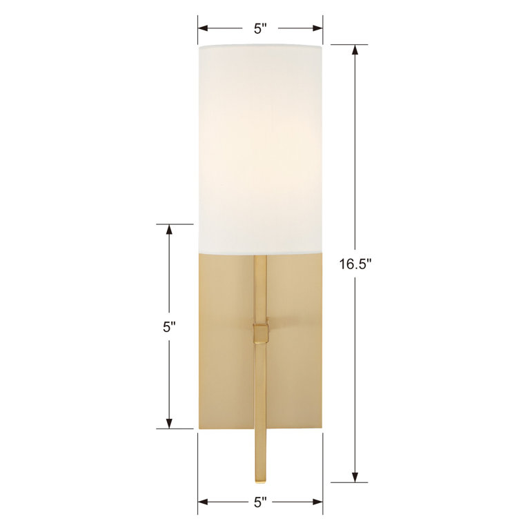 Aged Brass Single Light Dimmable Wall Sconce with White Drum Shade