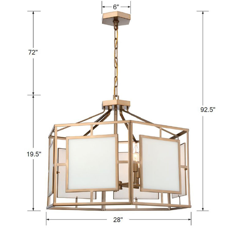 Vibrant Gold 6-Light Drum Chandelier with Glass Panels