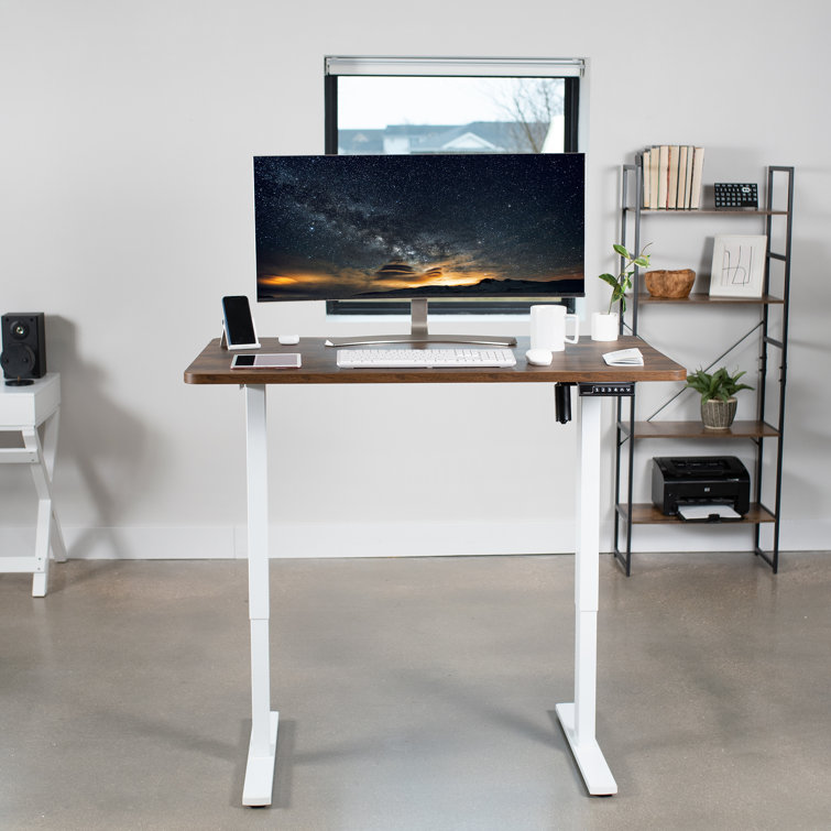 Elevate 43" Dark Walnut Electric Adjustable Desk with Black Frame