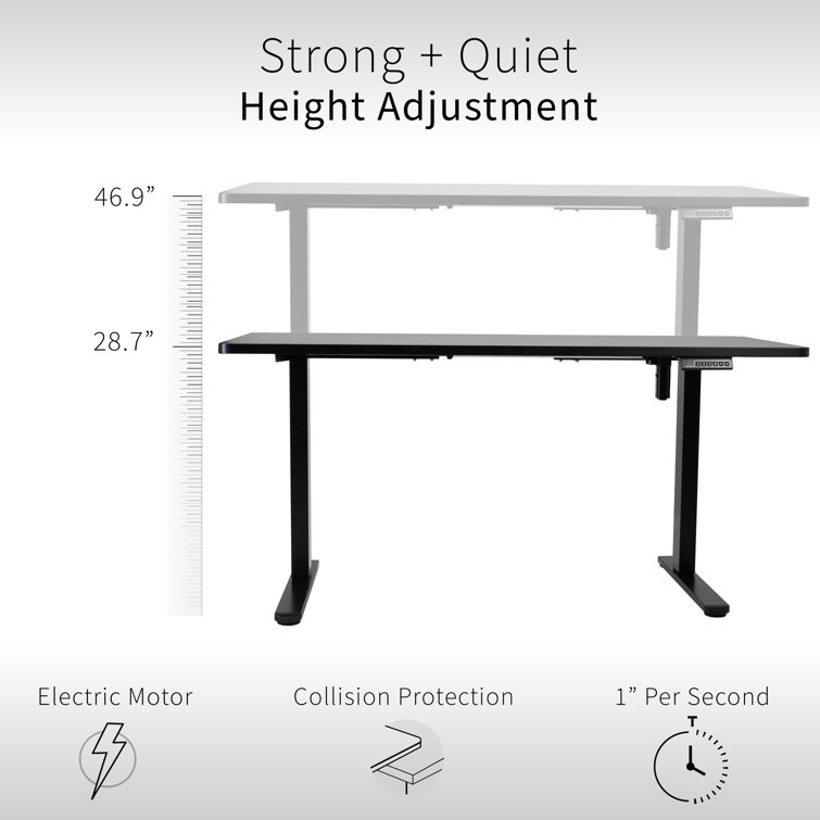 Black Adjustable Height Electric Standing Desk with Steel Frame