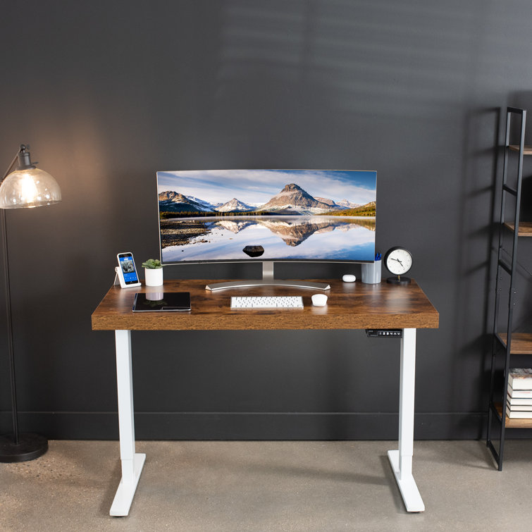 Elevate 43" Dark Walnut Electric Adjustable Desk with Black Frame