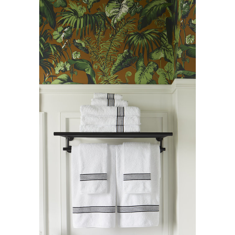 Vibrant Brushed Moderne Brass Wall-Mounted Towel Shelf