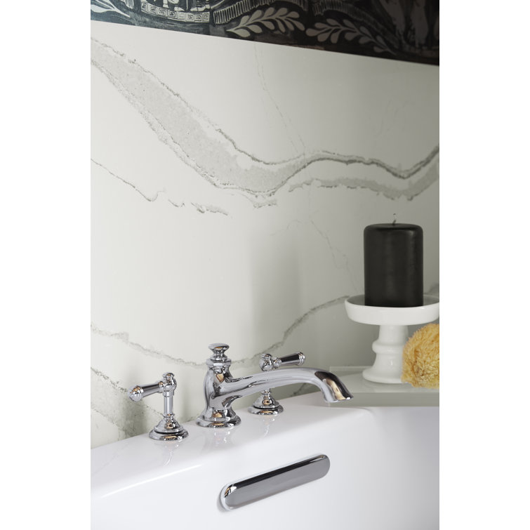 Vibrant Brushed Moderne Brass Deck-Mount Bath Lever Handle Trim