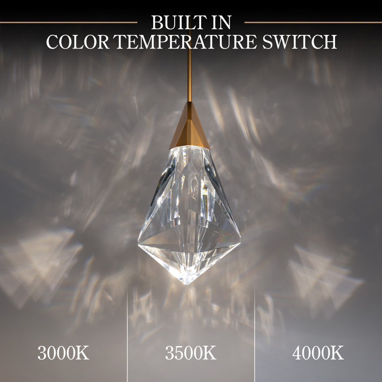 Aged Brass and Crystal LED Pendant Light