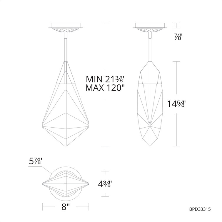 Aged Brass and Crystal LED Pendant Light