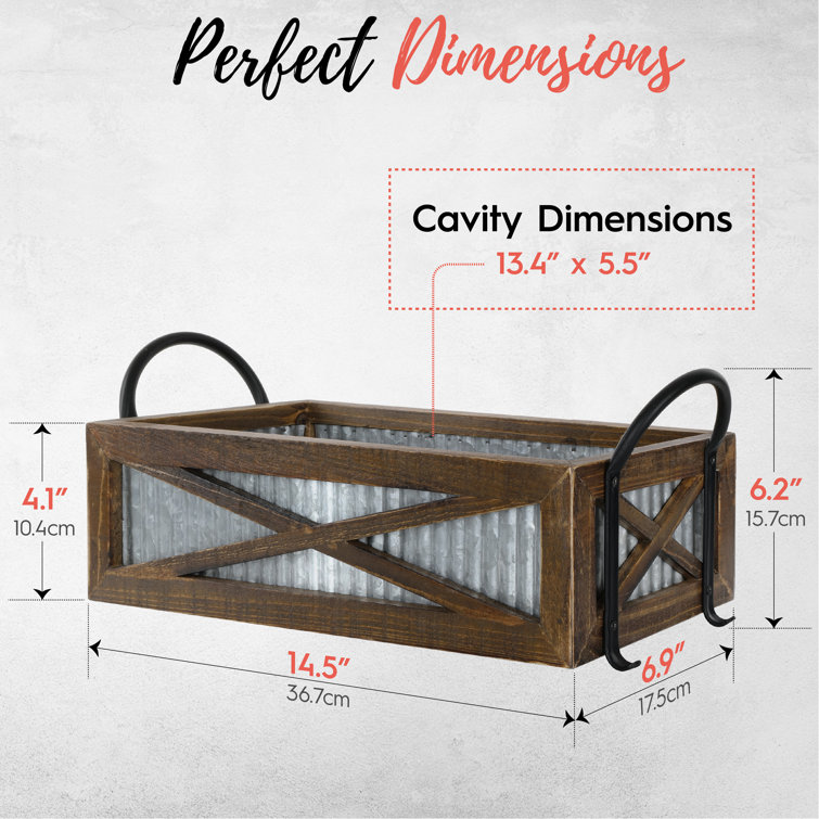 Rustic Brown and Metal Farmhouse Toilet Paper Basket