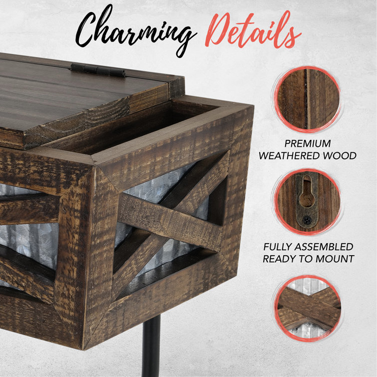 Rustic Brown Wood and Metal Wall Mounted Toilet Paper Holder