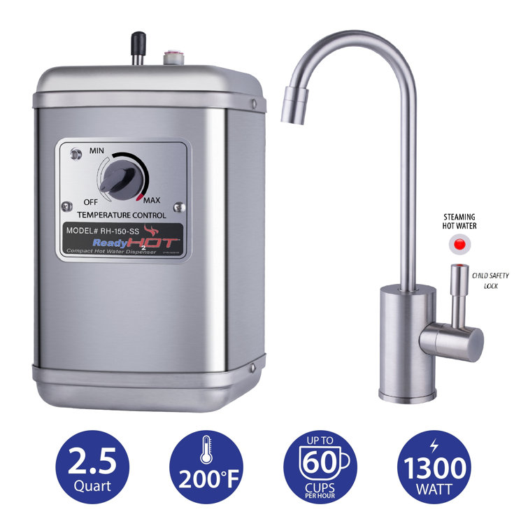 Brushed Nickel Compact Instant Hot Water Dispenser with Faucet
