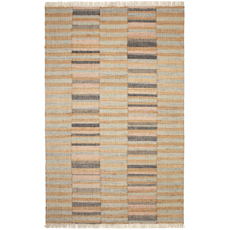 Natural Black Stripe Handwoven Wool Cotton Rug 3' x 5'