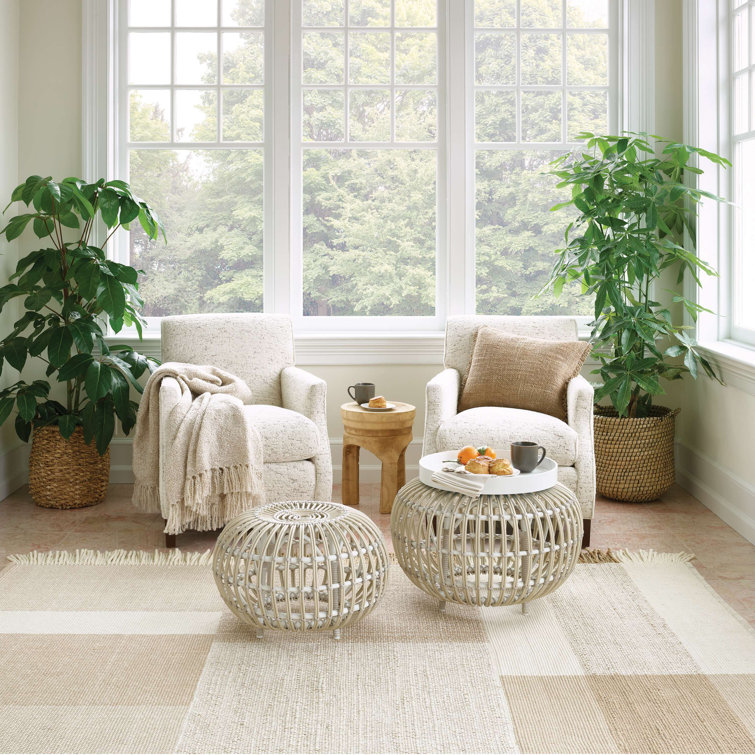 Handmade Bouclé Gray Throw with Knotted Fringe for Indoor/Outdoor Use