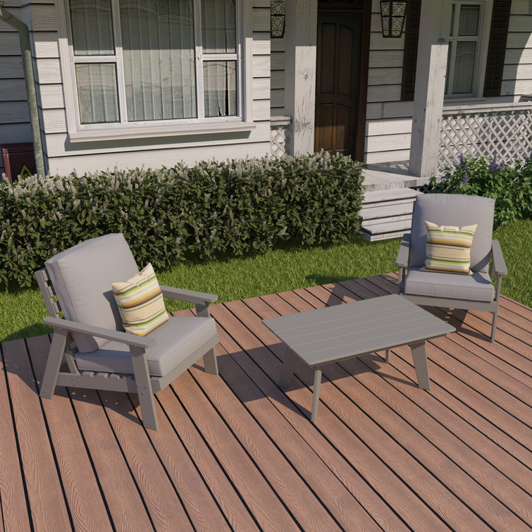 Gray HIPS Outdoor Rectangular Cocktail Table with Splayed Legs