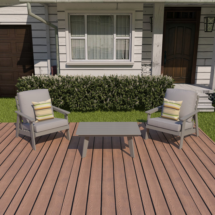 Gray HIPS Outdoor Rectangular Cocktail Table with Splayed Legs